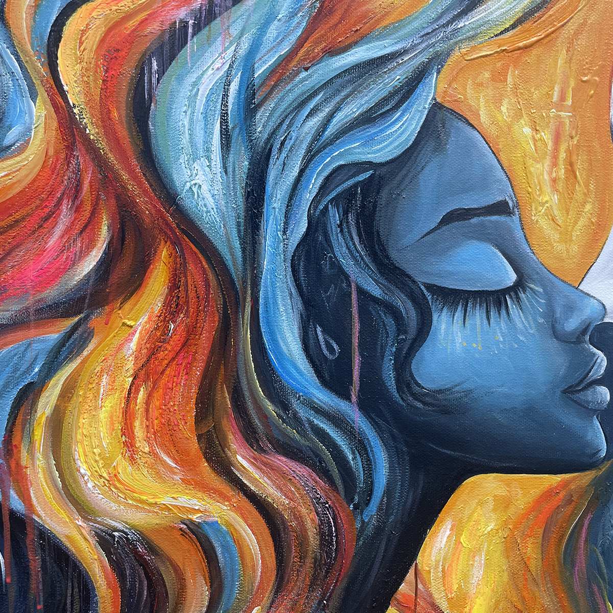 ETERNAL EMBRACE: Colorful Portrait Oil Painting of Two Lovers