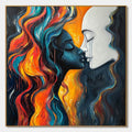 ETERNAL EMBRACE: Colorful Portrait Oil Painting of Two Lovers