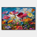 FIELD OF DREAMS: Textured Floral Painting, Impasto Wall Art, Horizontal Canvas, Wildflower Decor
