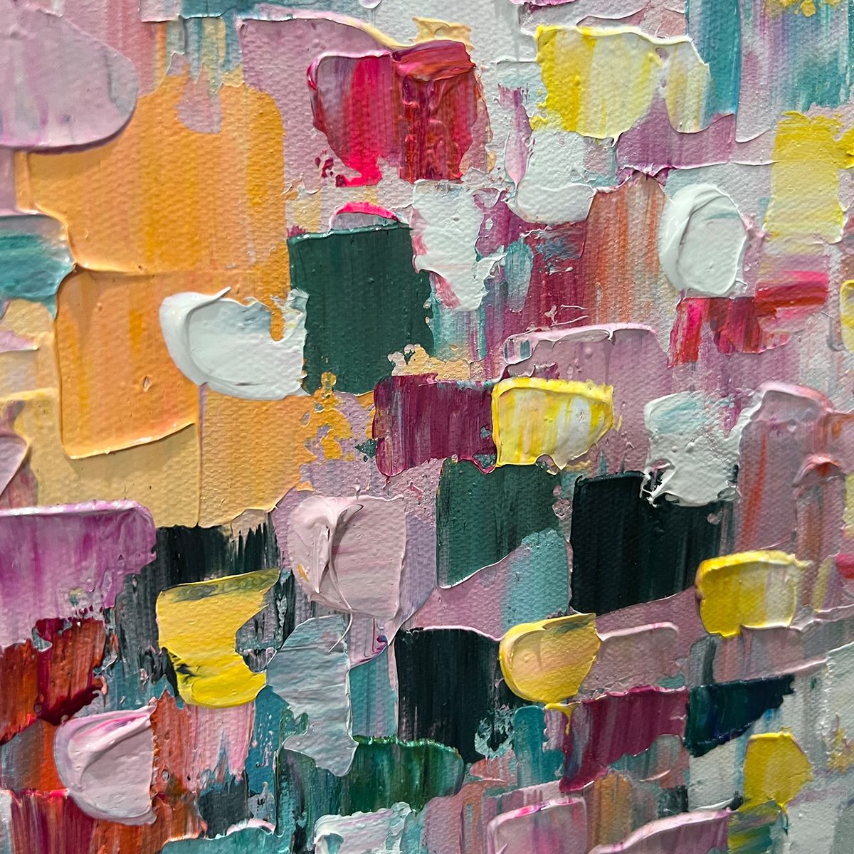 FIELD OF DREAMS: Square Abstract Impasto Painting, Textured Wall Art, Colorful, Living Room, Bedroom