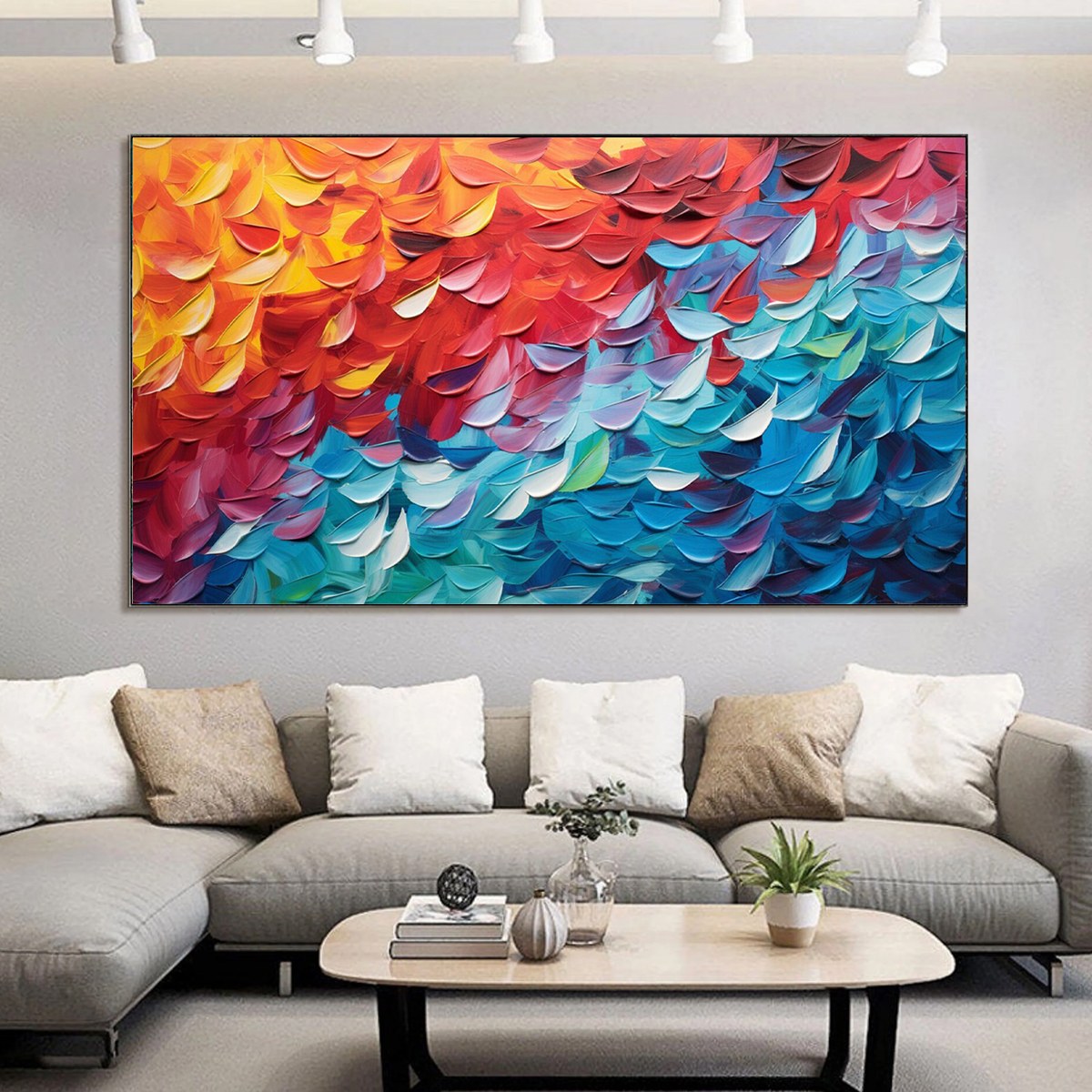FIERY DANCE: Textured Abstract Oil Painting