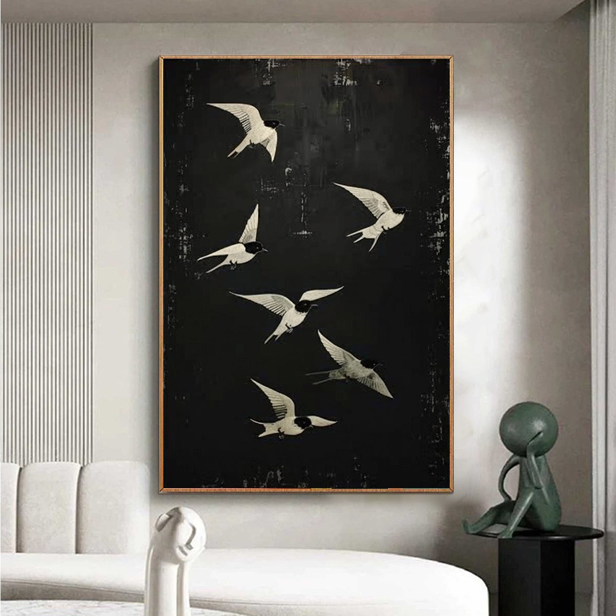 FLIGHT: Minimalist Birds in Flight Oil Painting
