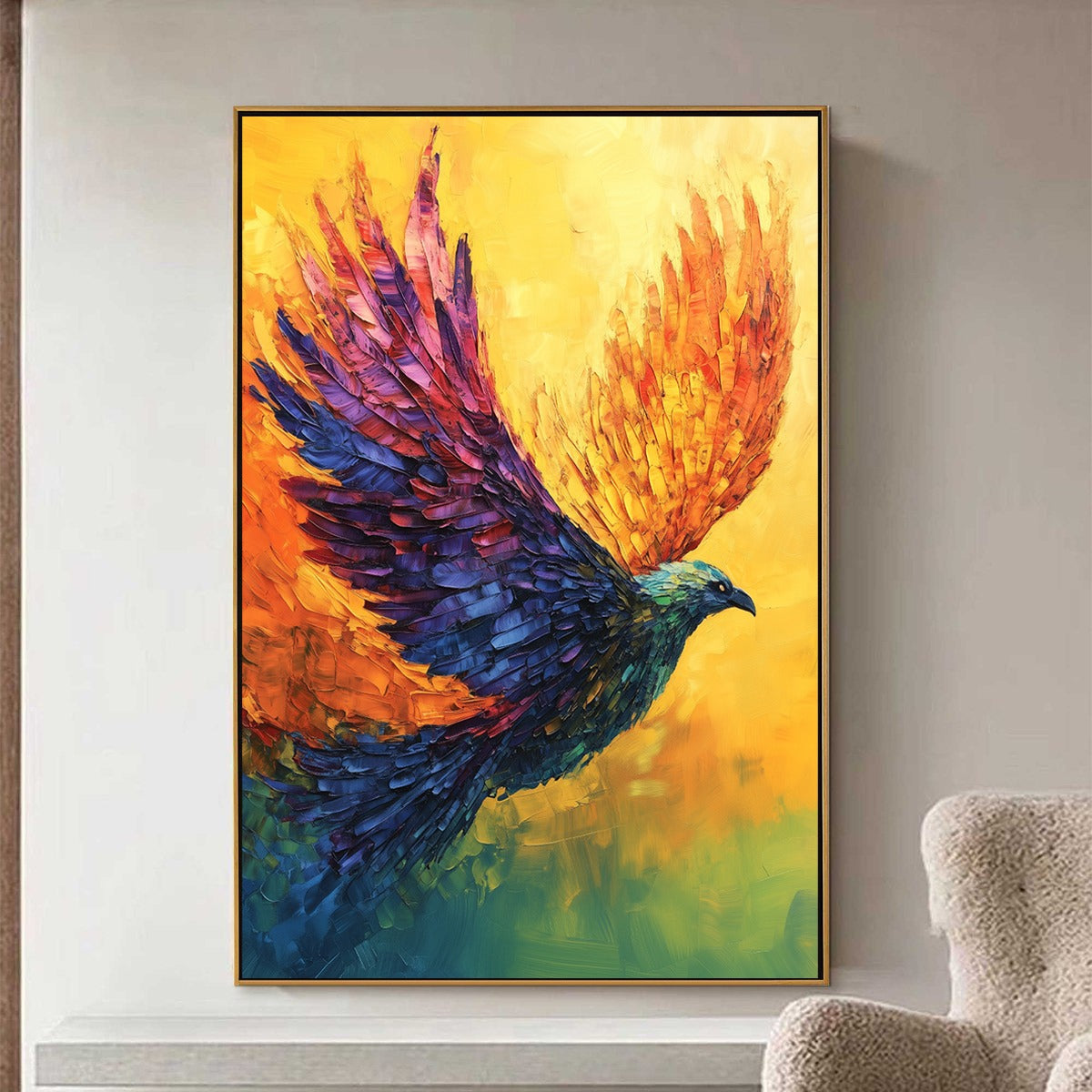 FLIGHT OF FANCY: Textured Impasto Bird Oil Painting