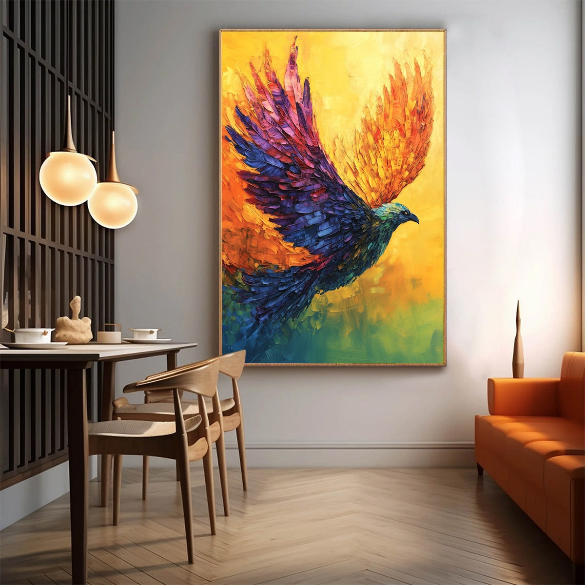 FLIGHT OF FANCY: Textured Impasto Bird Oil Painting