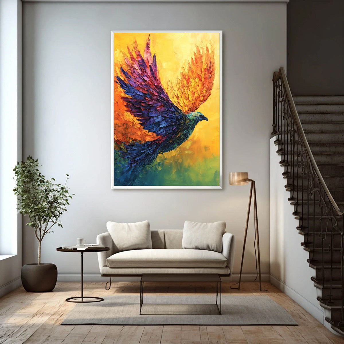 FLIGHT OF FANCY: Textured Impasto Bird Oil Painting