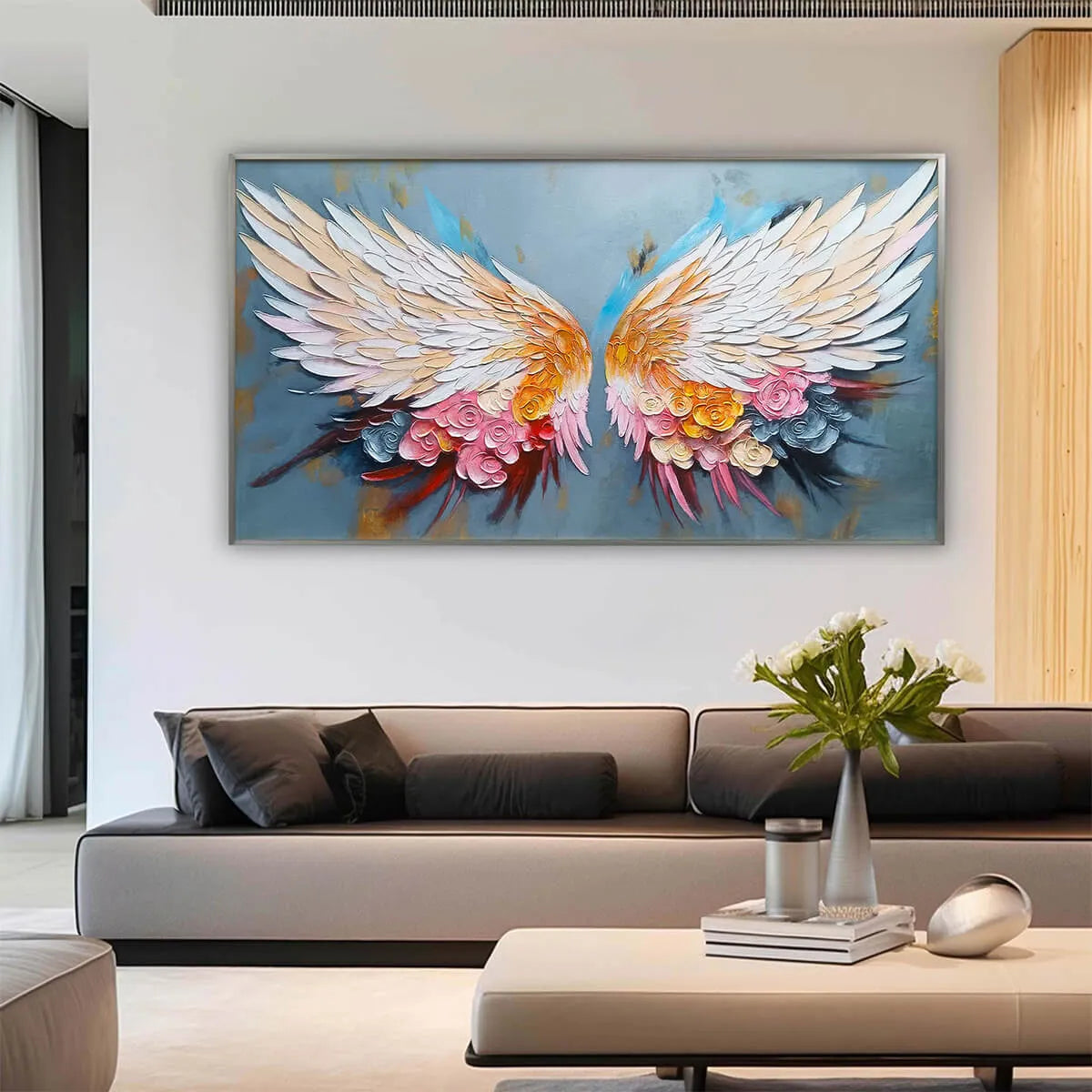 FLORAL FLIGHT: Textured Floral Wings Oil Painting on Canvas