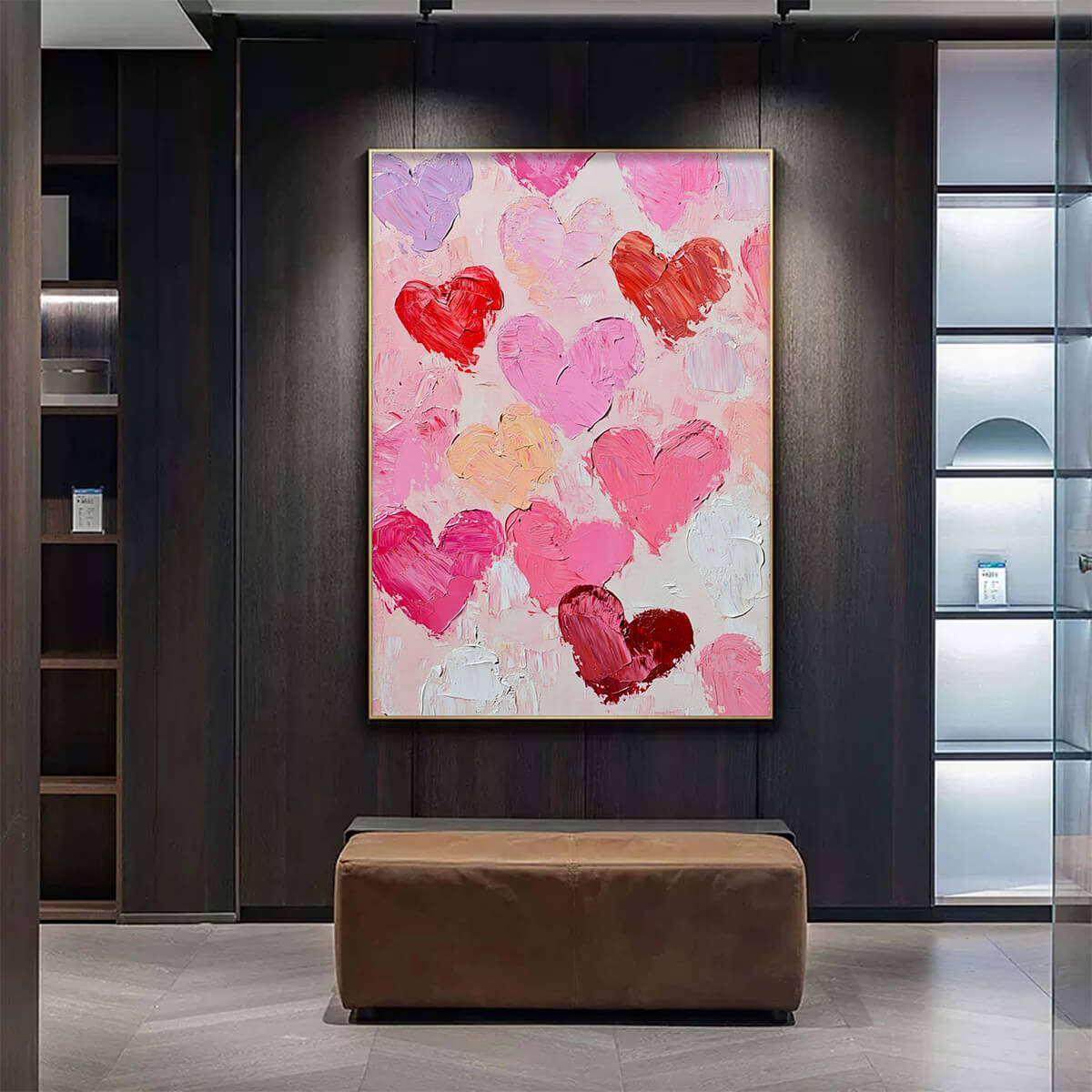 FLUTTERING HEARTS: Colorful Impasto Abstract Oil Painting of Hearts