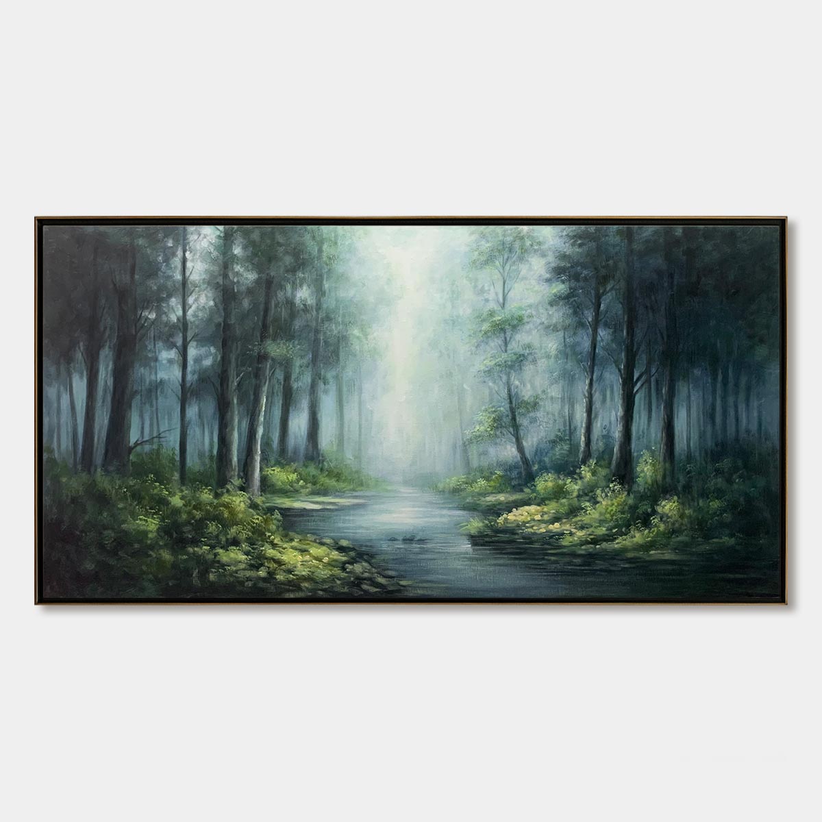 Ready to Ship | FOREST WHISPERS: Panoramic Misty Forest Oil Painting