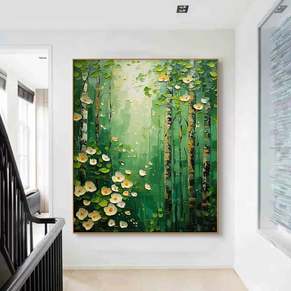 FOREST BLOOM: Textured Impasto Forest and Flowers Oil Painting
