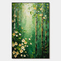 FOREST BLOOM: Textured Impasto Forest and Flowers Oil Painting