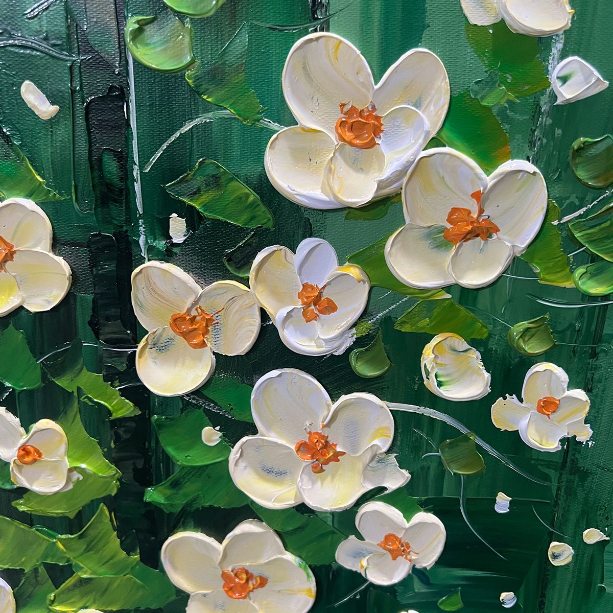 FOREST BLOOM: Textured Impasto Forest and Flowers Oil Painting