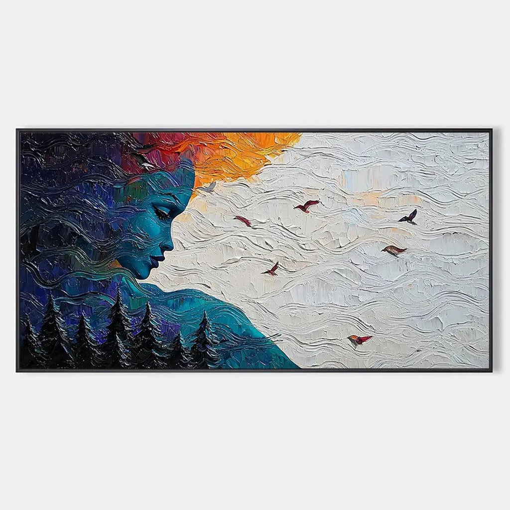 FOREST MUSE: Textured Impasto Portrait with Nature Oil Painting