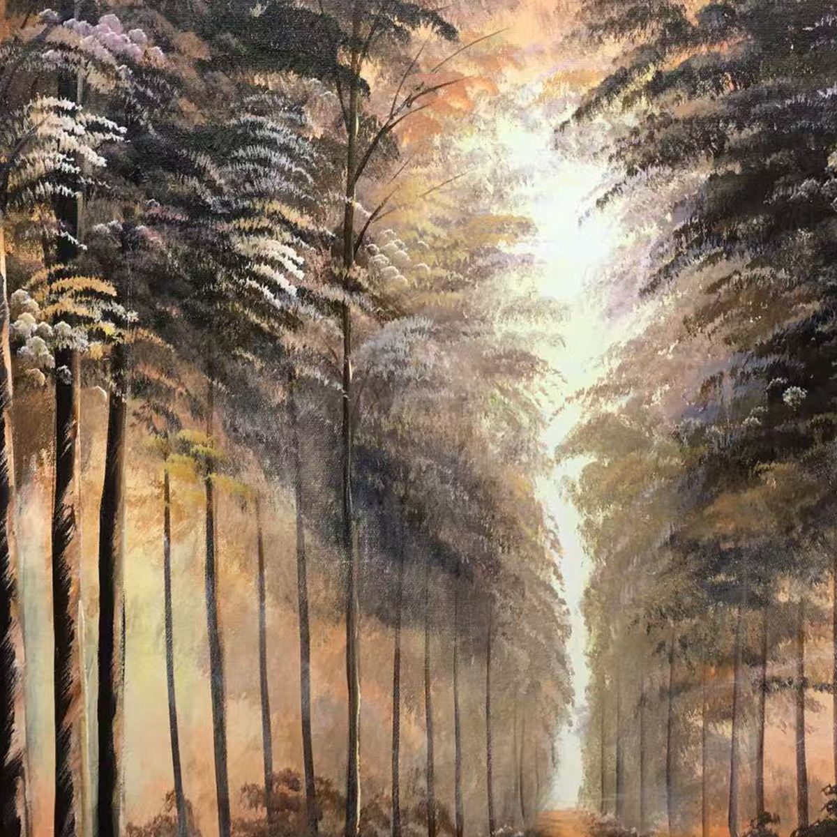 FOREST PATH: Panoramic Landscape Oil Painting