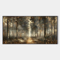 FOREST PATH: Panoramic Misty Forest Landscape Oil Painting