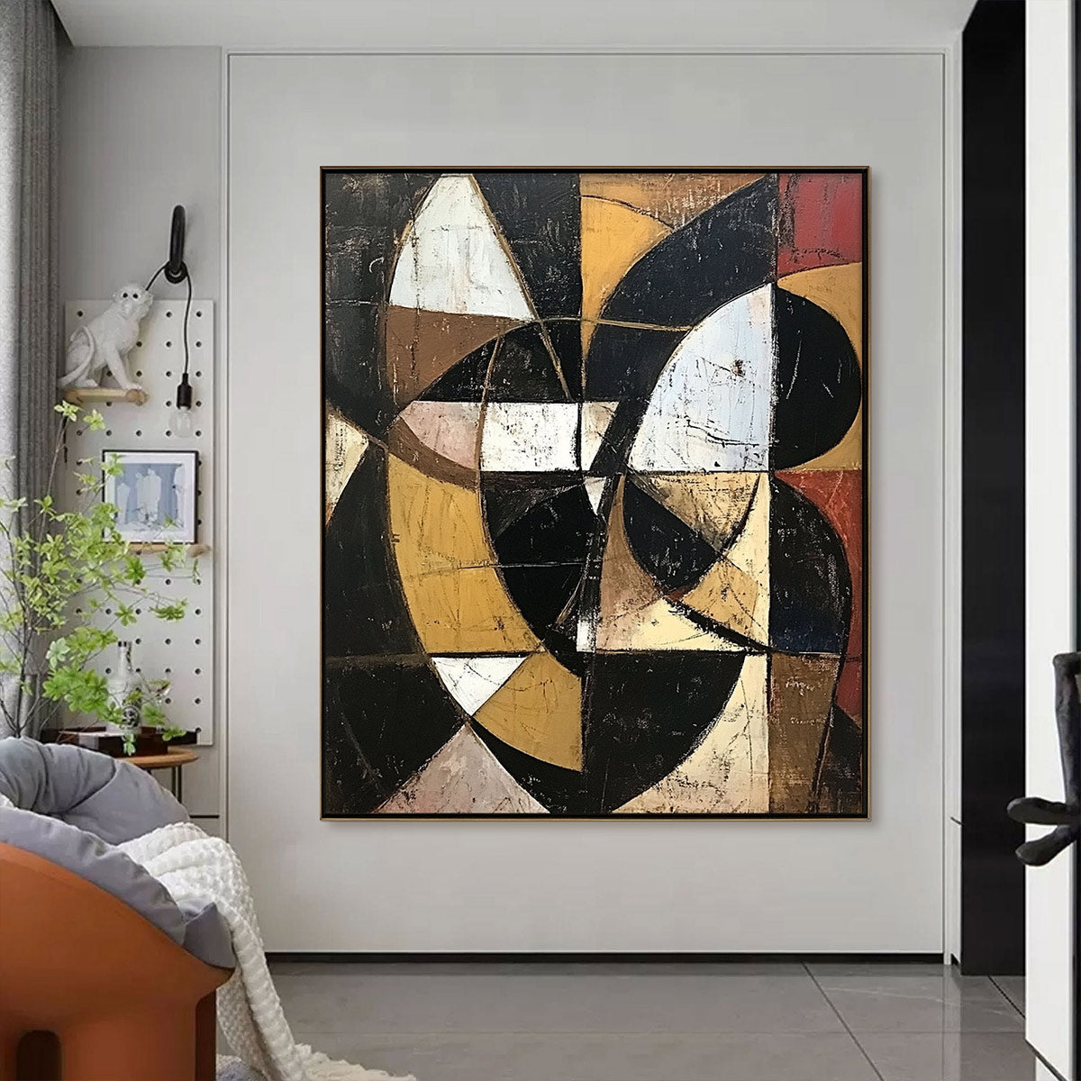 FRACTURED RHYTHM: Textured Geometric Abstract Oil Painting