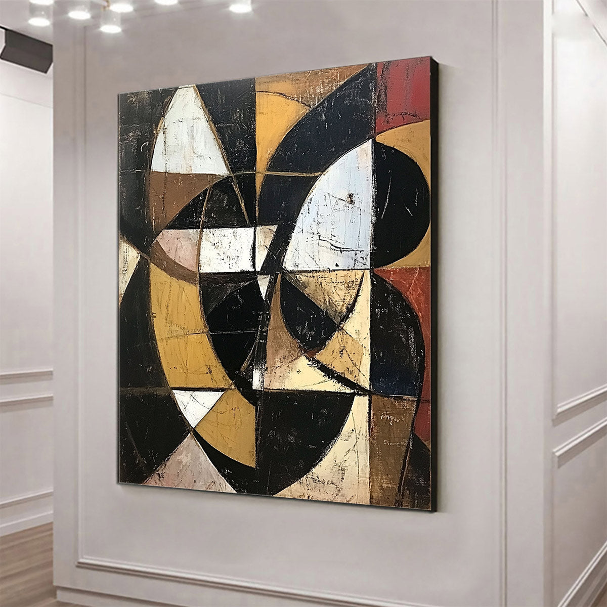FRACTURED RHYTHM: Textured Geometric Abstract Oil Painting