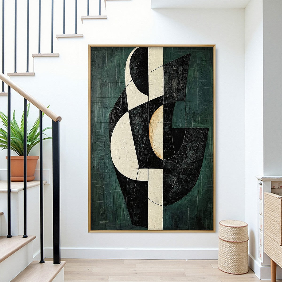FRAGMENTED FORMS: Textured Geometric Abstract Oil Painting