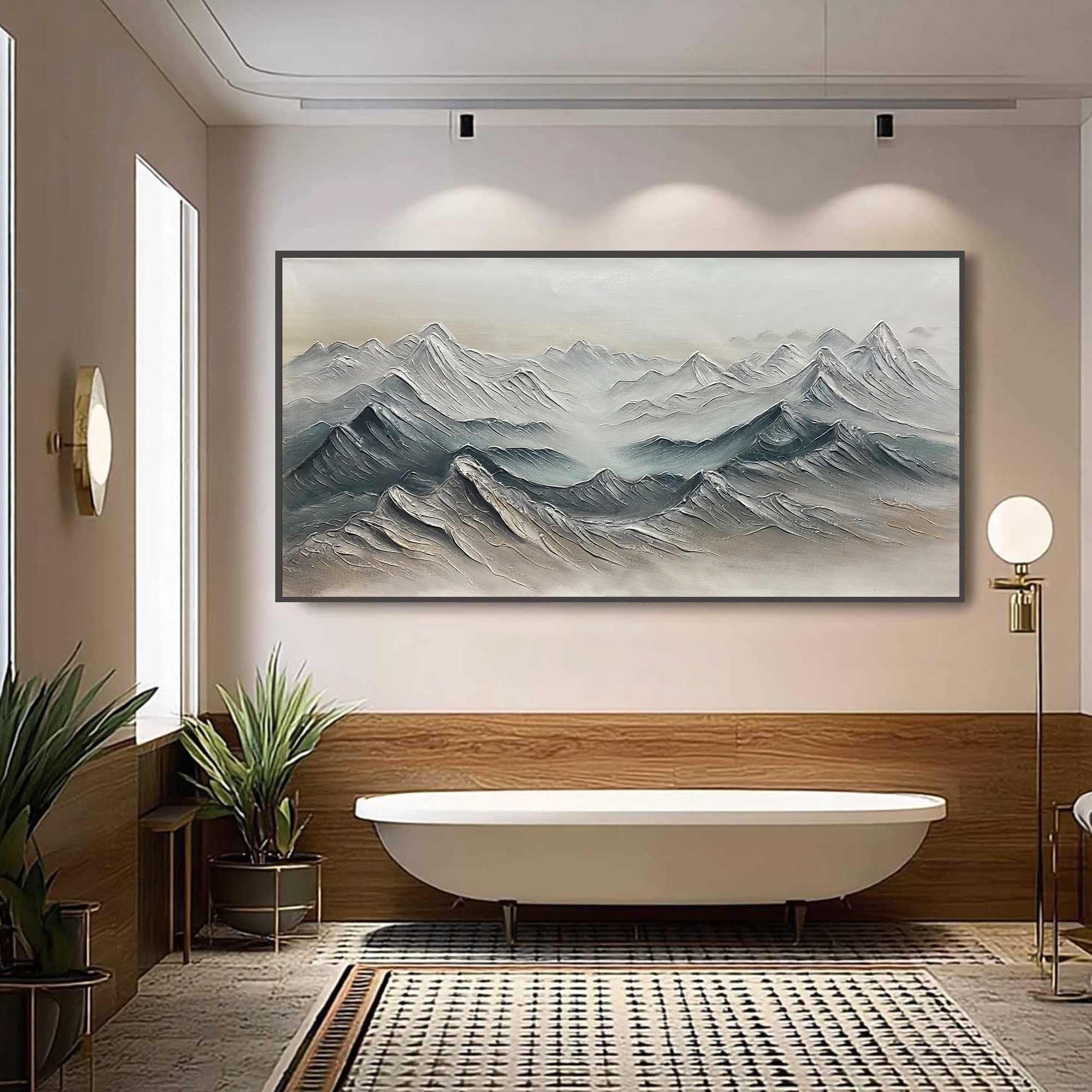 Ready to Ship | FROZEN PEAKS: Textured Minimalist Mountain Landscape