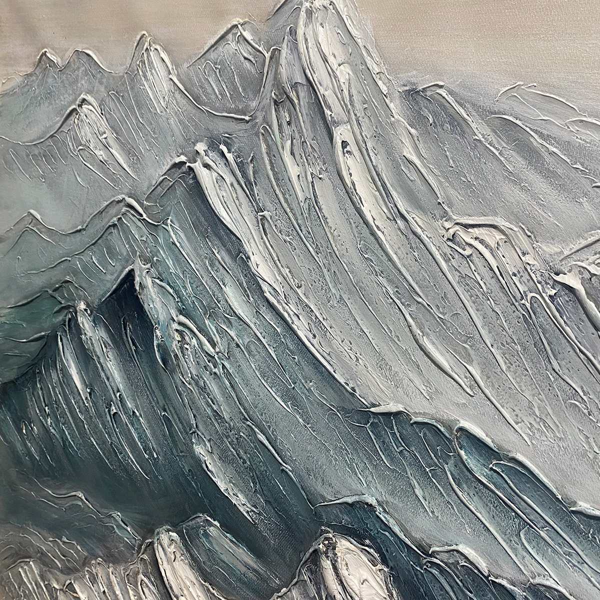 Ready to Ship | FROZEN PEAKS: Textured Minimalist Mountain Landscape