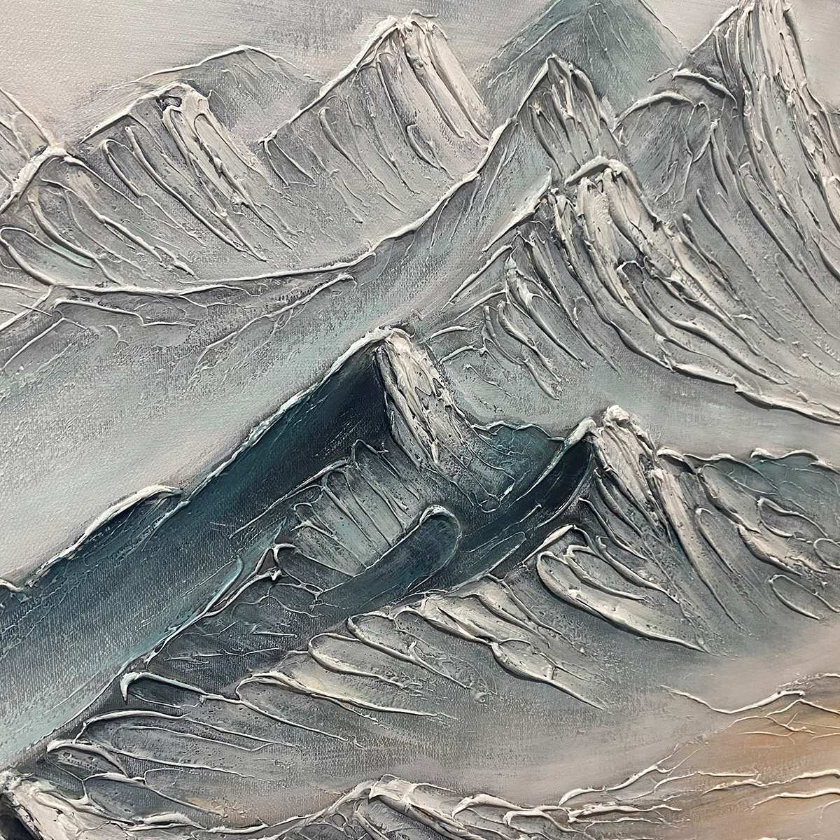 Ready to Ship | FROZEN PEAKS: Textured Minimalist Mountain Landscape