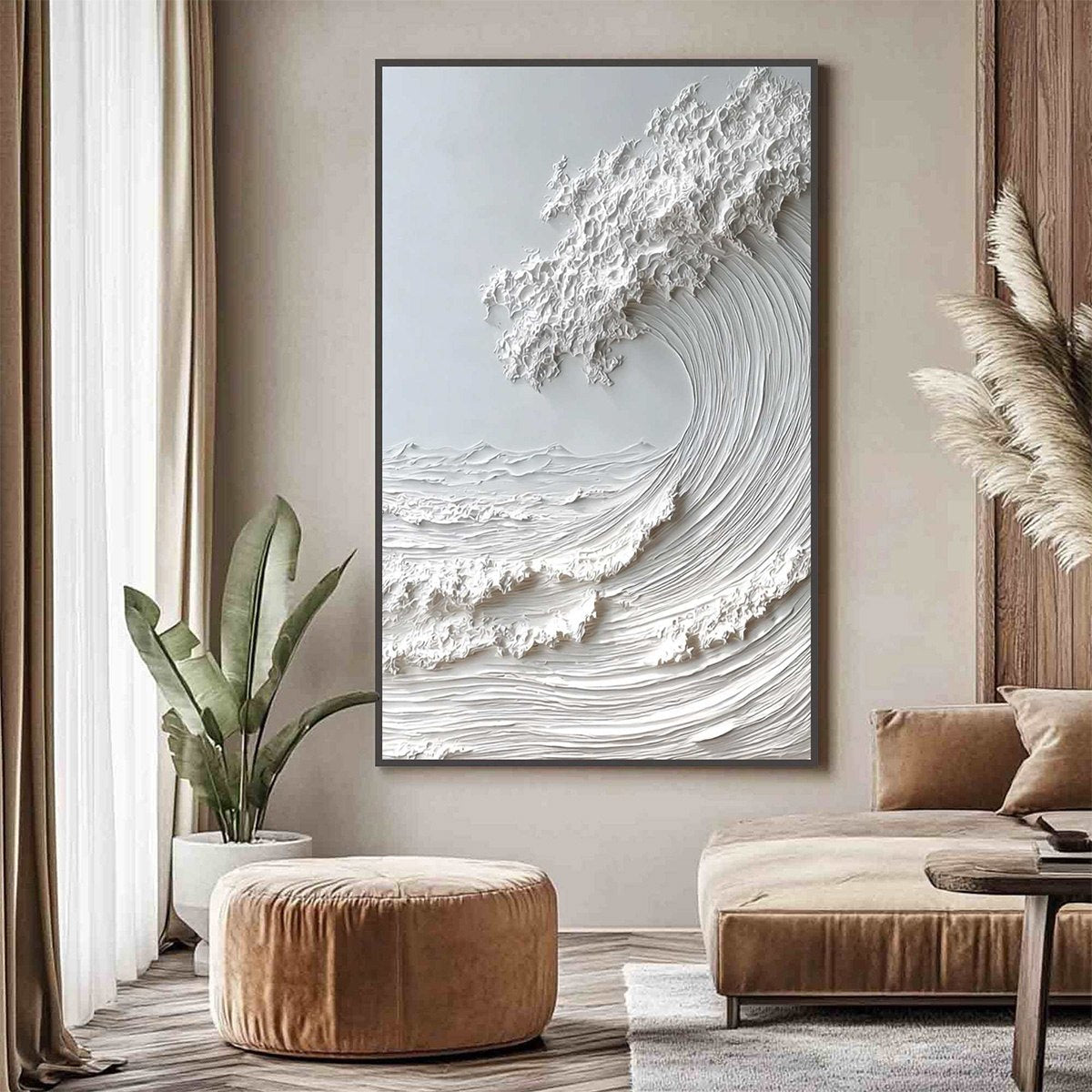 FROZEN MOMENTUM: Textured Impasto Seascape Oil Painting