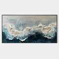 FROZEN MOTION: Textured Abstract Waterscape Painting in Teal and White