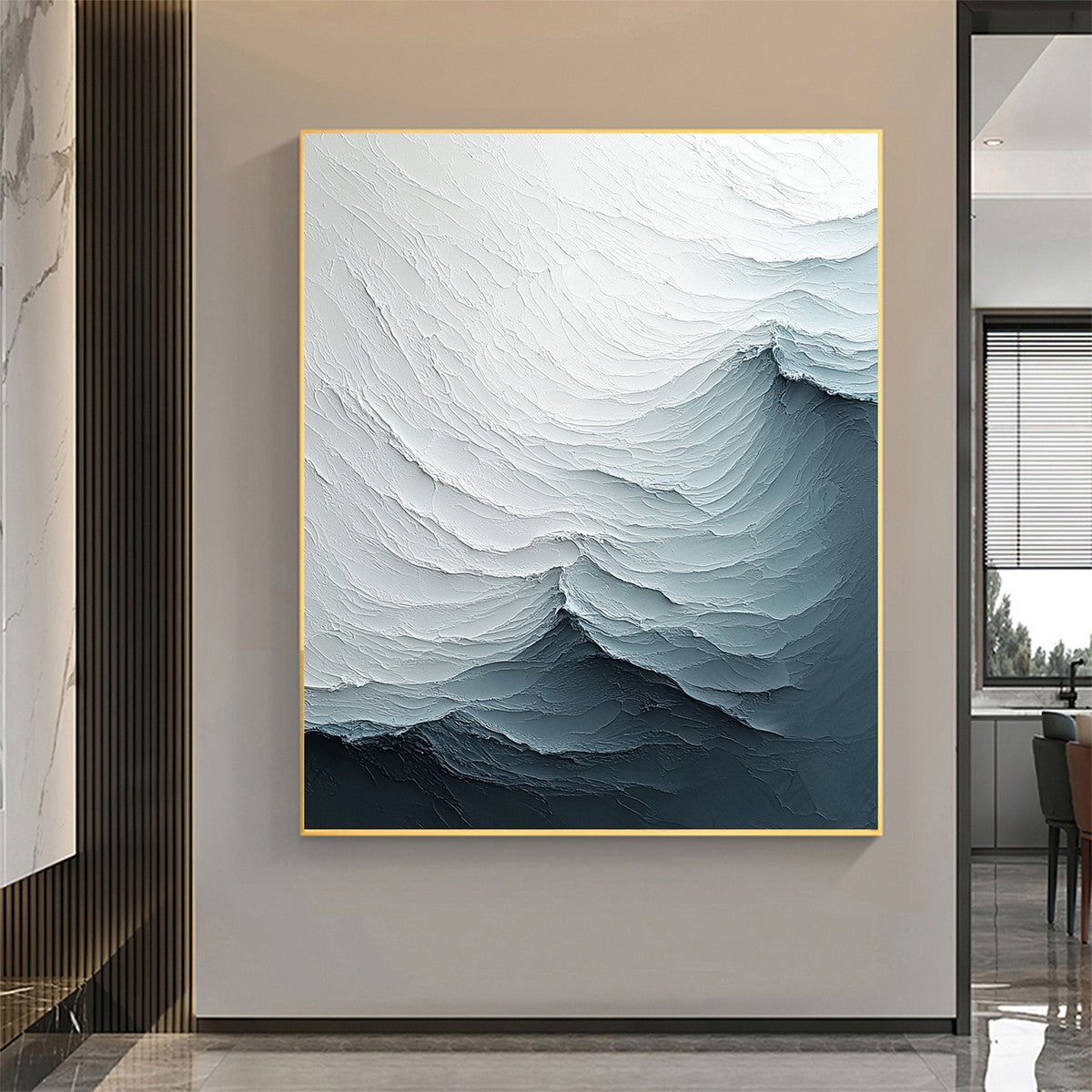 FROZEN TIDE: Textured Monochromatic Oil Painting