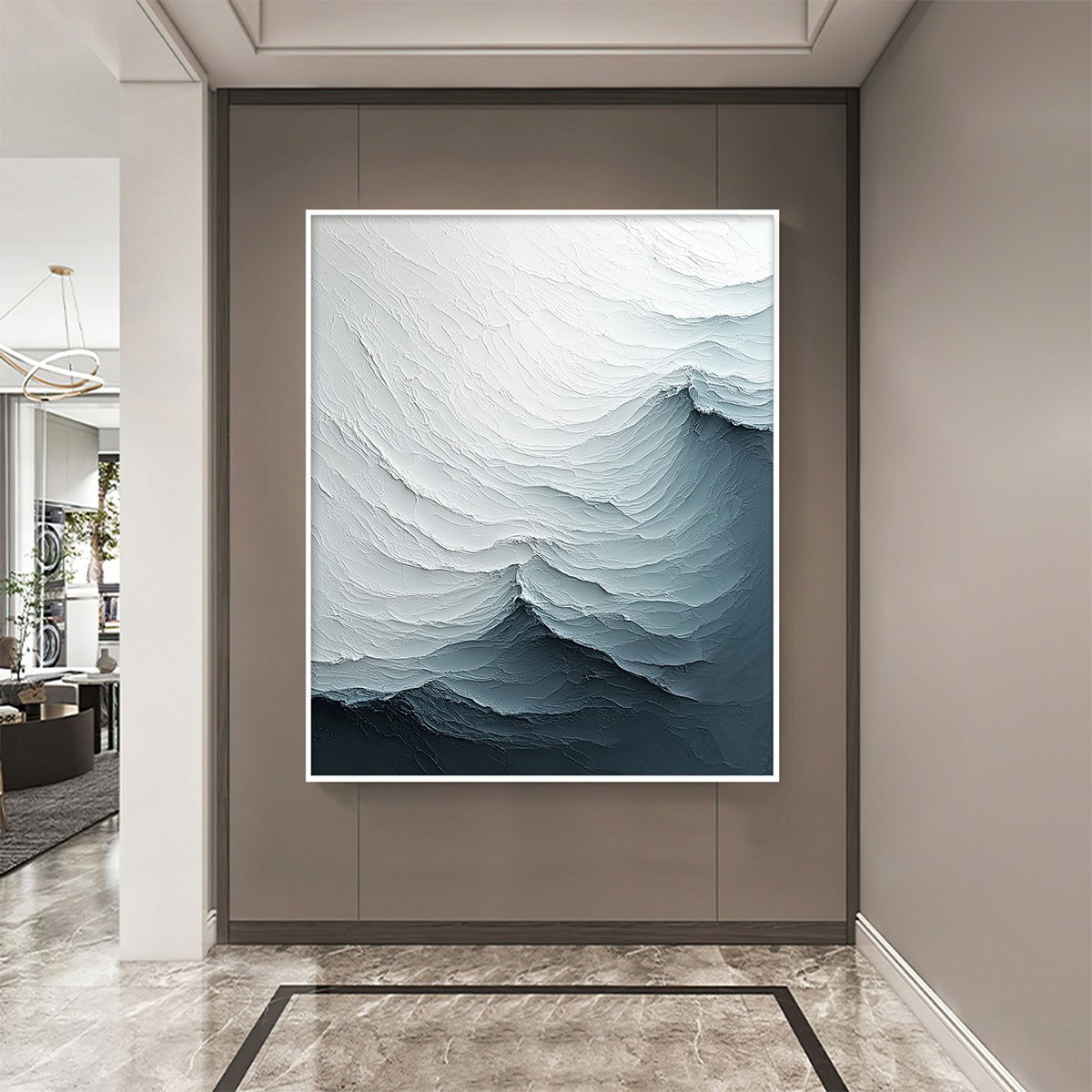 FROZEN TIDE: Textured Monochromatic Oil Painting