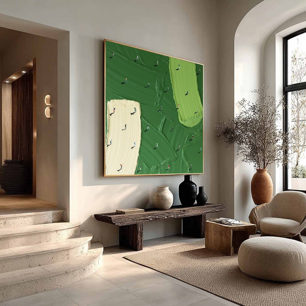FAIRWAY DANCE: Textured Impasto Golf Scene Painting