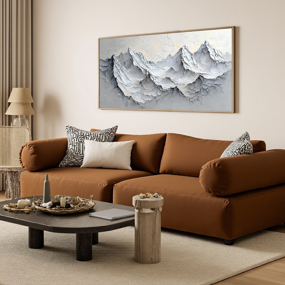 FROZEN PEAKS: Textured Impasto Mountain Landscape Oil Painting