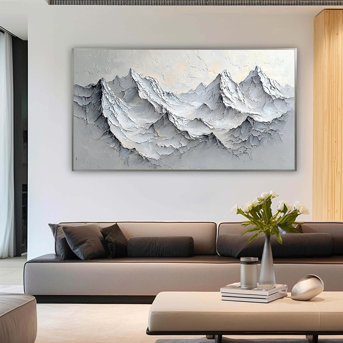 FROZEN PEAKS: Textured Impasto Mountain Landscape Oil Painting