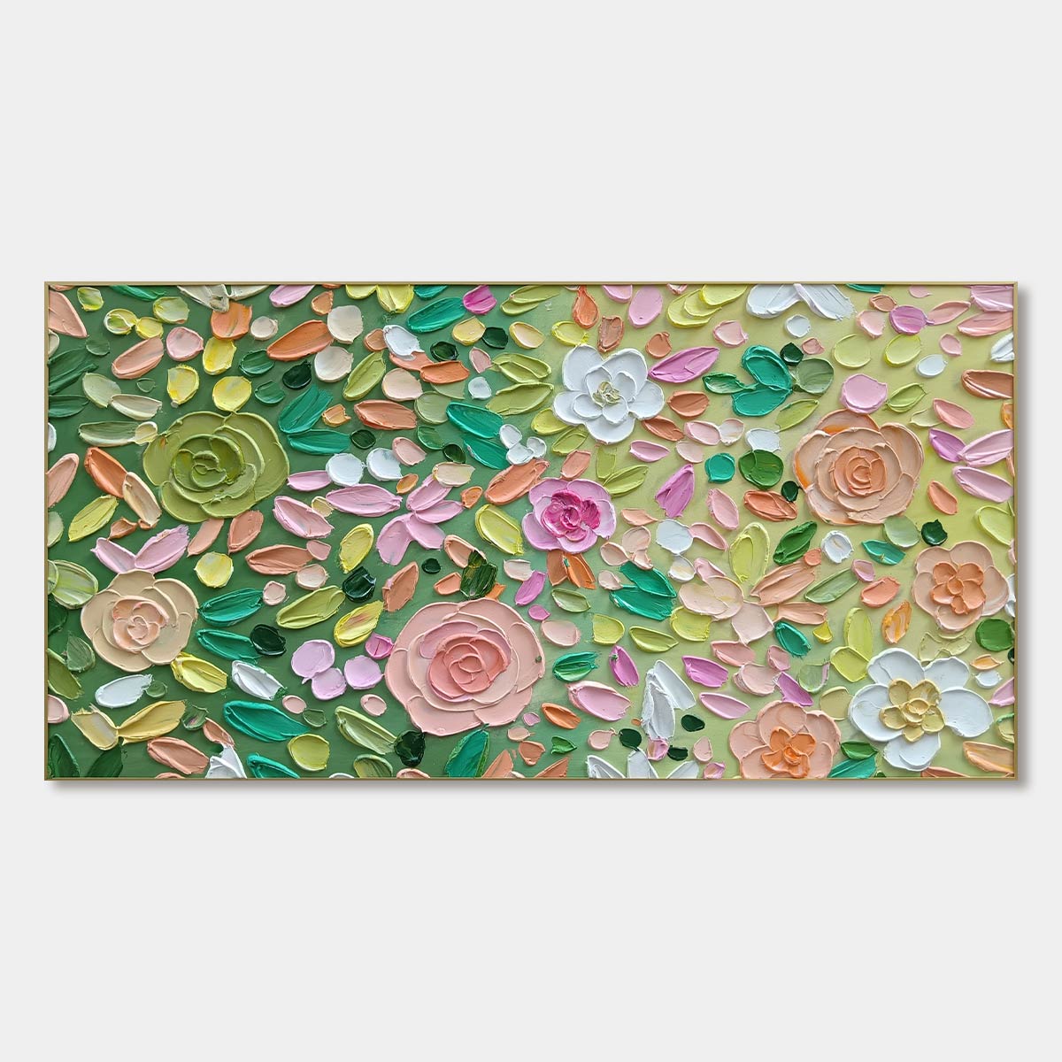 Ready to Ship | GARDEN RHAPSODY | 28''x56'' | 70x140cm | Gold Frame