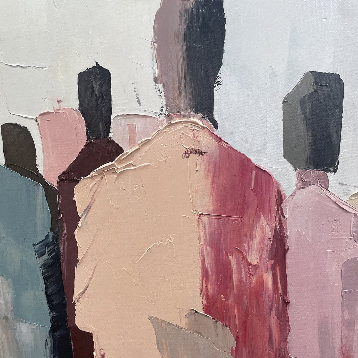 GATHERING: Abstract Figurative Palette Knife Oil Painting