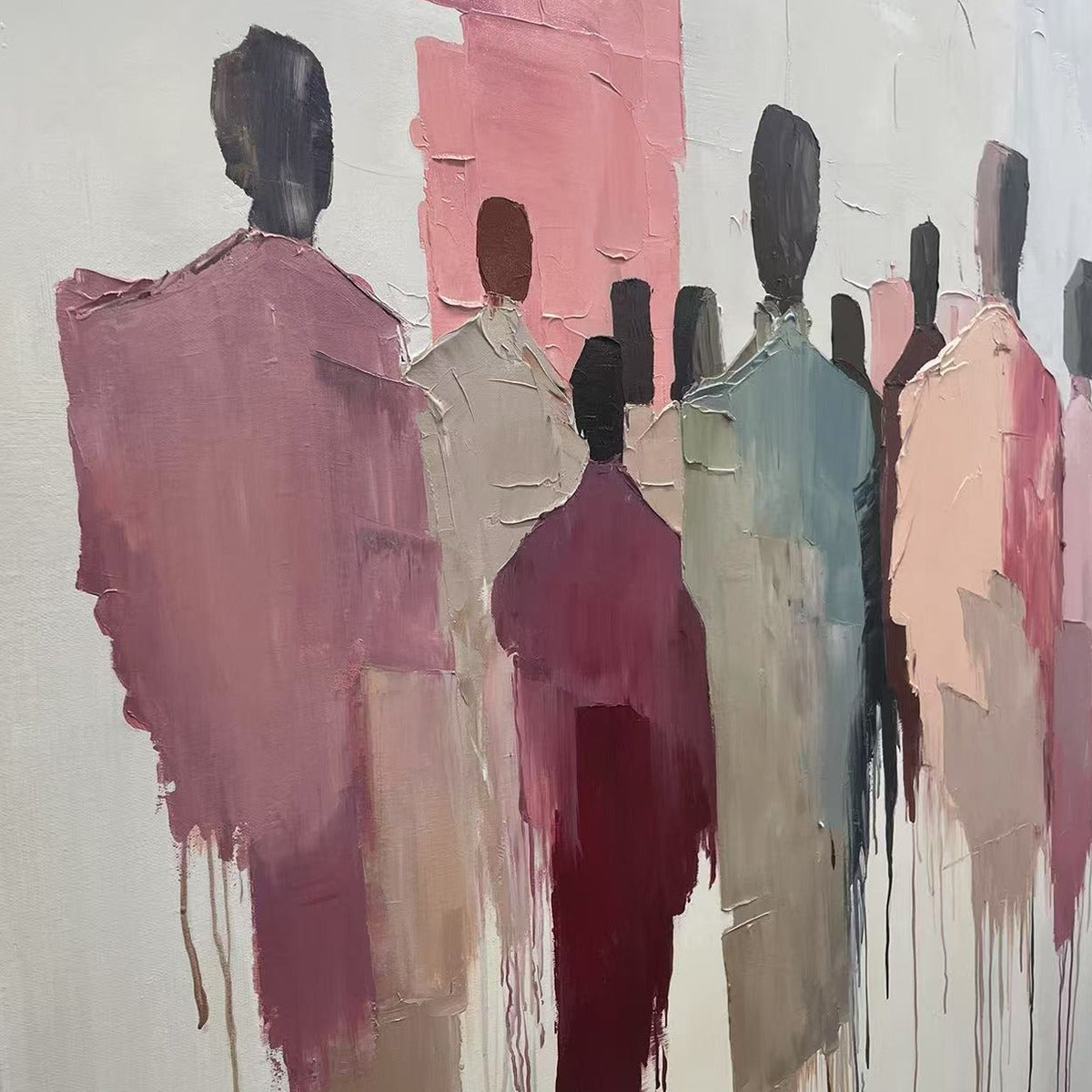 GATHERING: Abstract Figurative Palette Knife Oil Painting