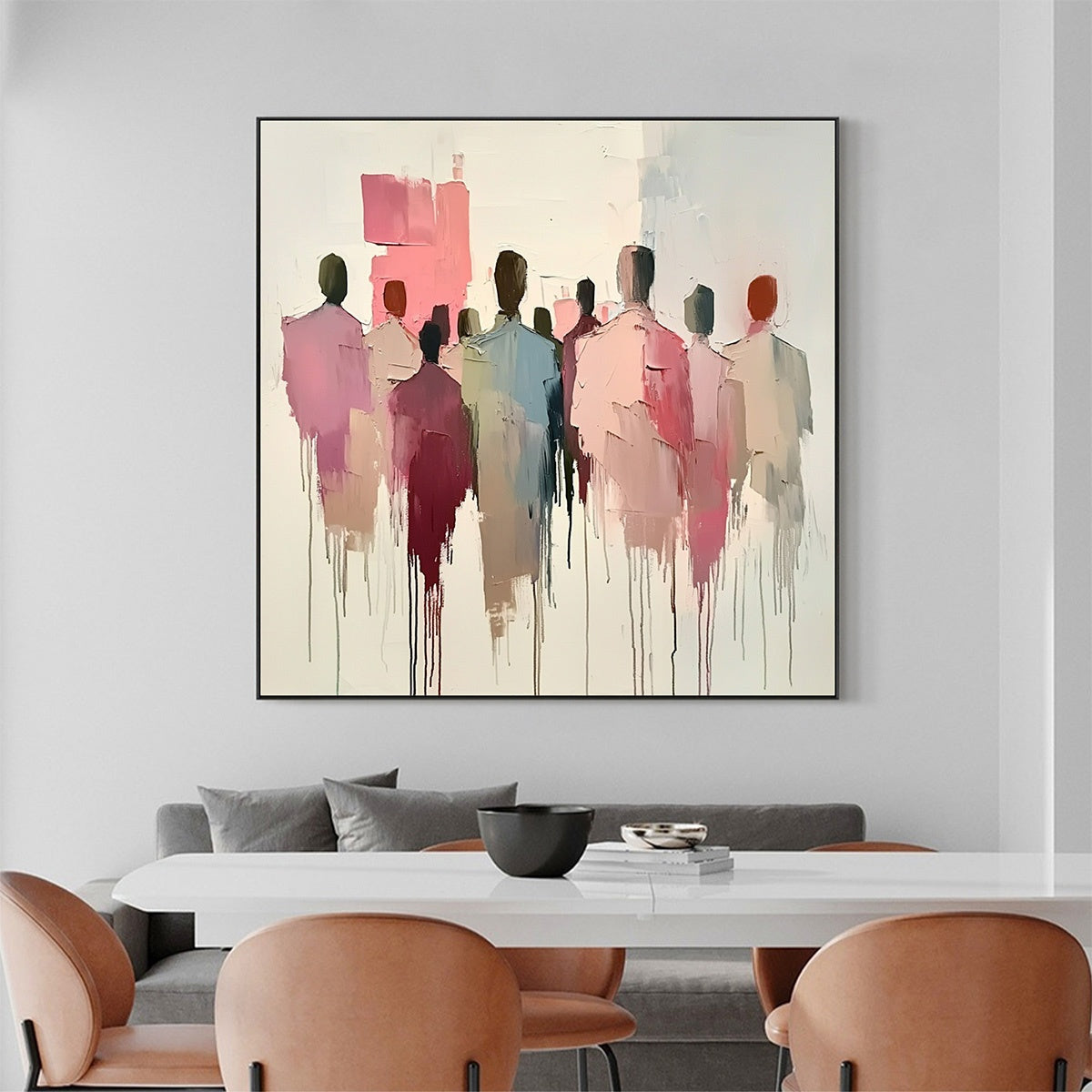 GATHERING: Abstract Figurative Palette Knife Oil Painting