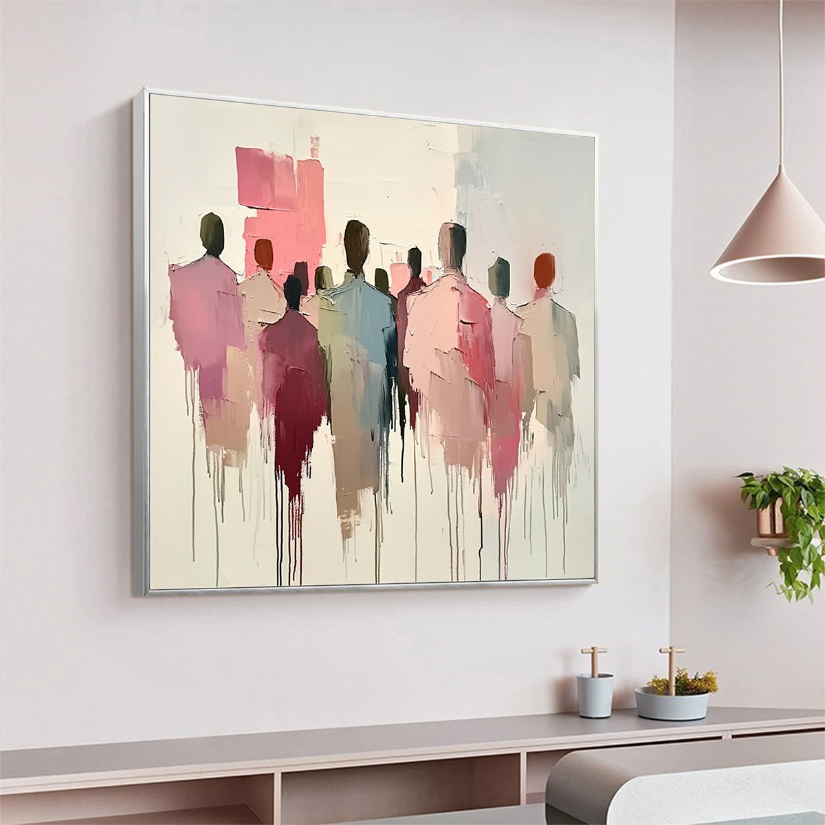 GATHERING: Abstract Figurative Palette Knife Oil Painting