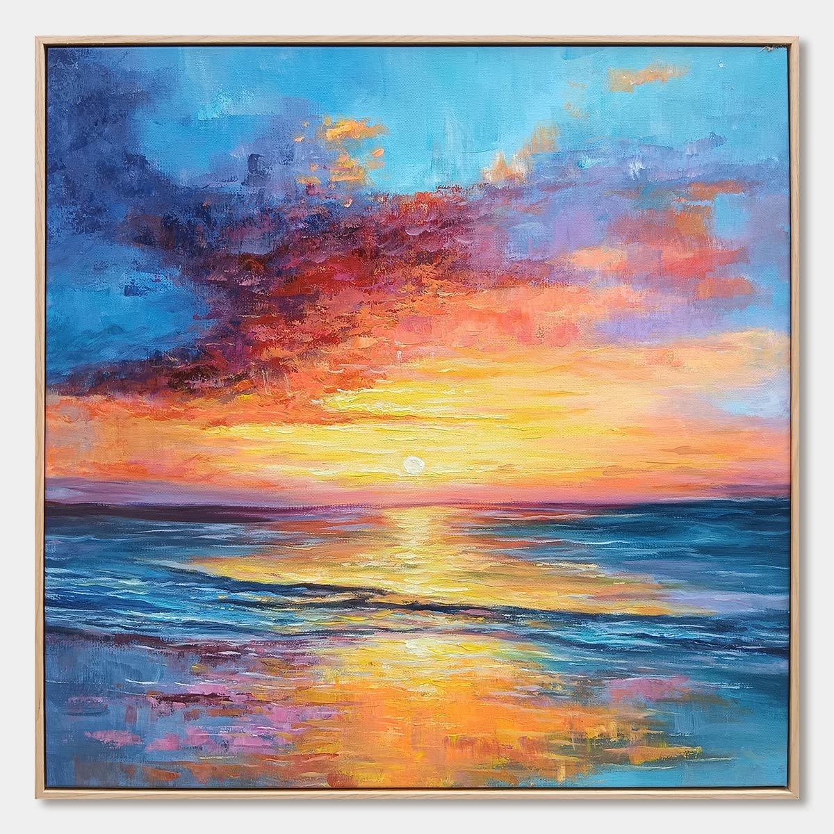 Ready to Ship | GOLDEN HOUR | 28''x28'' | 70x70cm | Wood Frame