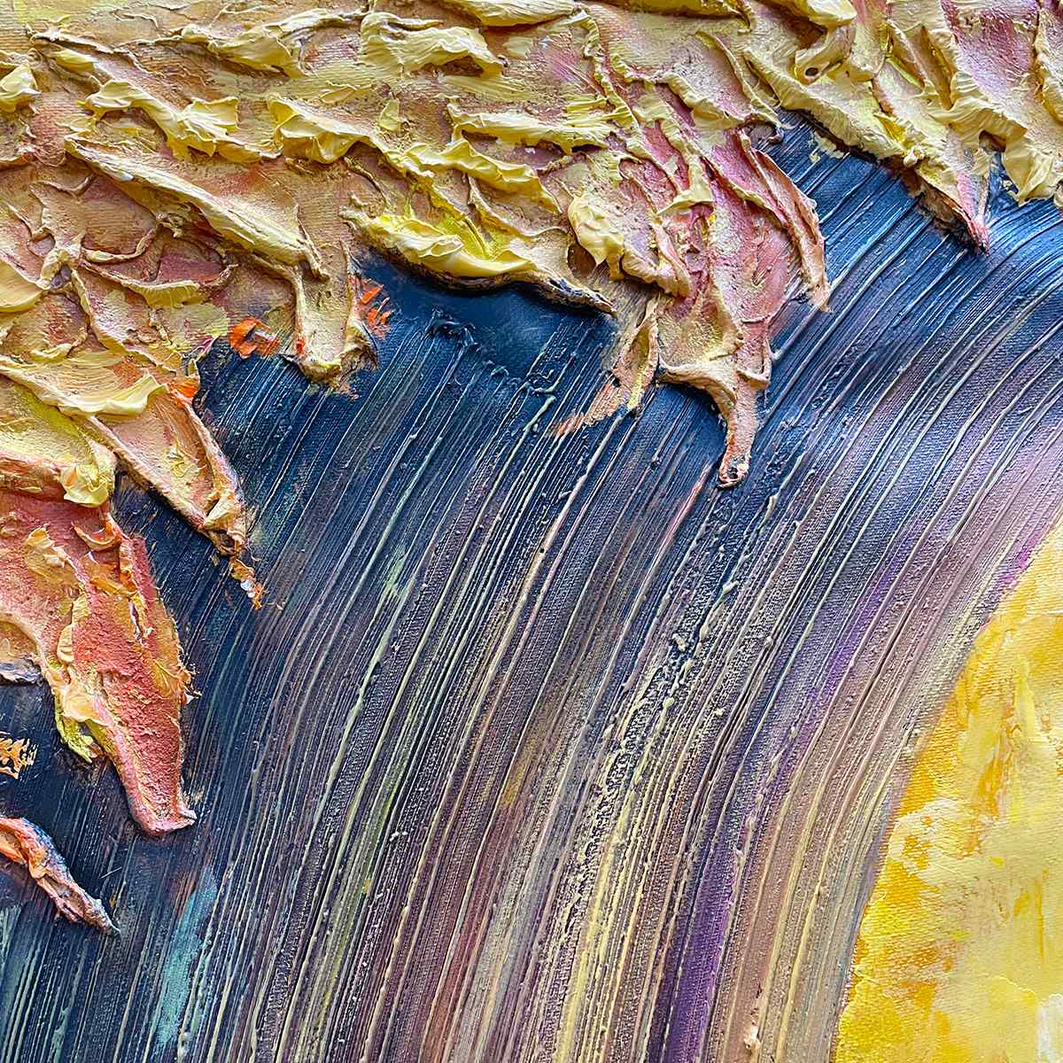 Ready to Ship | Golden Wave Dreams: A Work of Textured Sea Billows