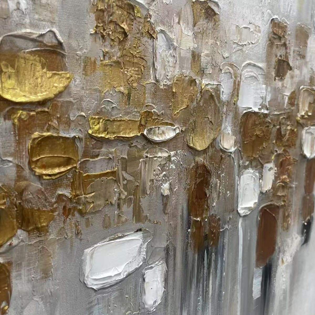 GOLDEN ABSTRACT: Textured Gold and White Abstract Painting