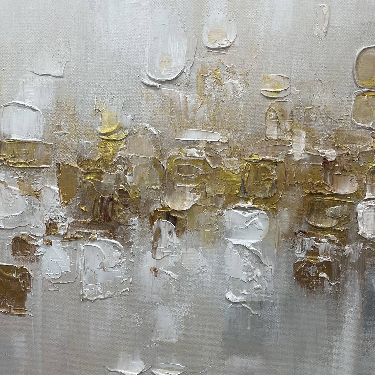 GOLDEN ABSTRACT: Textured Gold and White Abstract Painting
