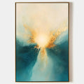 GOLDEN ABYSS: Abstract Teal and Gold Oil Painting