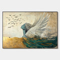 GOLDEN ASCENSION: Ethereal Angel with Birds Oil Painting