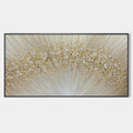 GOLDEN AURORA: Abstract Painting in Gold and Beige, Horizontal Canvas, Modern Wall Art