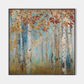 GOLDEN AUTUMN FOREST: Textured Autumn Forest Painting, Square Wall Art