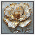 GOLDEN BLOOM: Textured Impasto Floral Oil Painting with Gold Accents