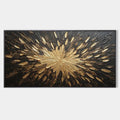 GOLDEN BURST: Textured Abstract Painting in Gold and Black
