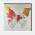 GOLDEN BUTTERFLY: Butterfly Painting, Gold and Pink Wall Art, Square Canvas Art, Bedroom Decor