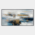 GOLDEN DRIFT: Abstract Blue and Gold Oil Painting