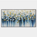 GOLDEN FALLS: Abstract Painting in Blue and Gold, Textured Canvas, Modern Wall Art