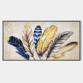GOLDEN FEATHERS: Elegant Feather Painting, Horizontal Wall Art